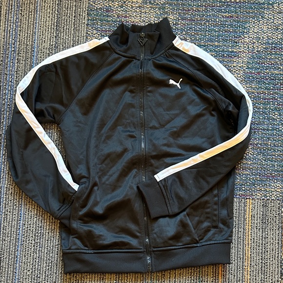 Puma Zip Up Athletic Jacket with White Stripes - Picture 1 of 4